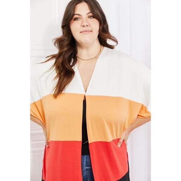 Culture Code Full Size Color Block Short Sleeve Cardigan - Picture 9 of 9